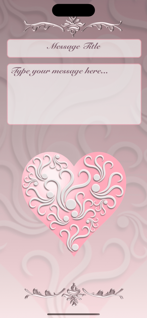 Interface for creating a custom greeting card with a pink heart and message fields