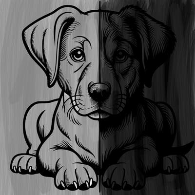 realistic dog split picture