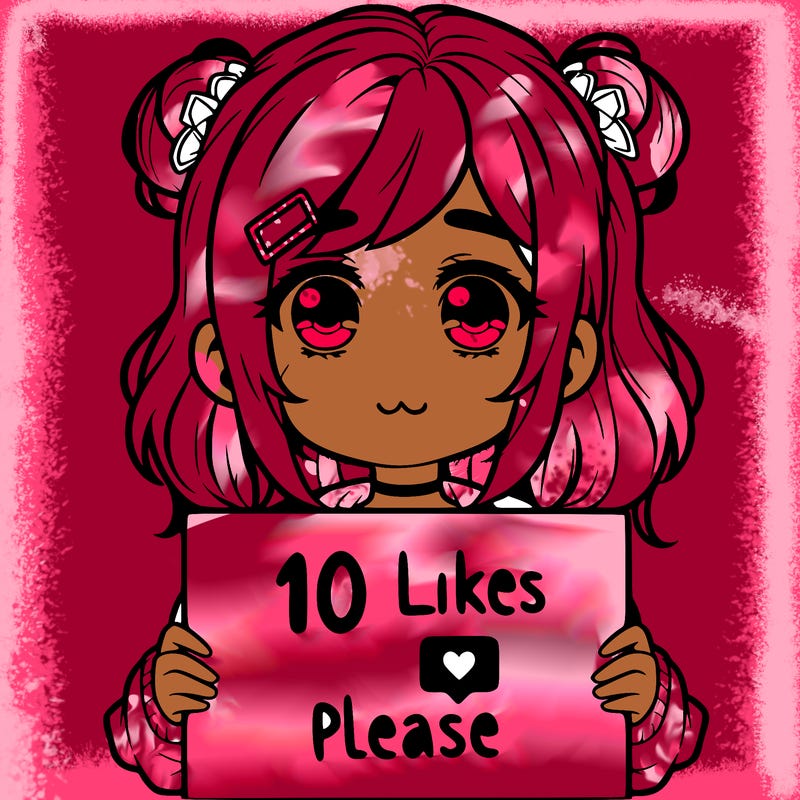 a girl with a sign saying 10 likes please