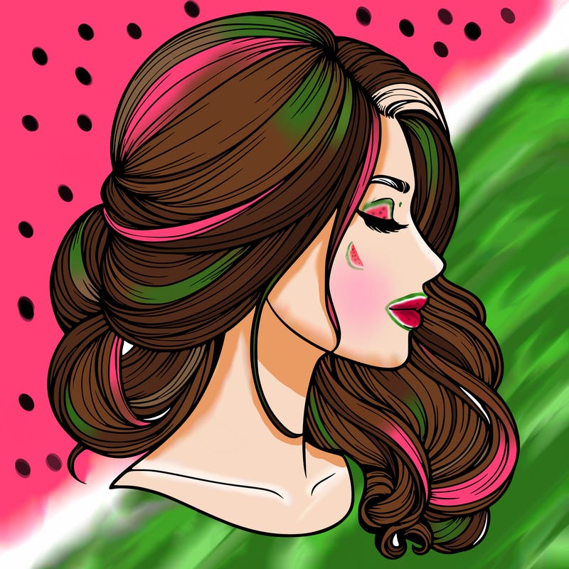 realistic woman's head & hair