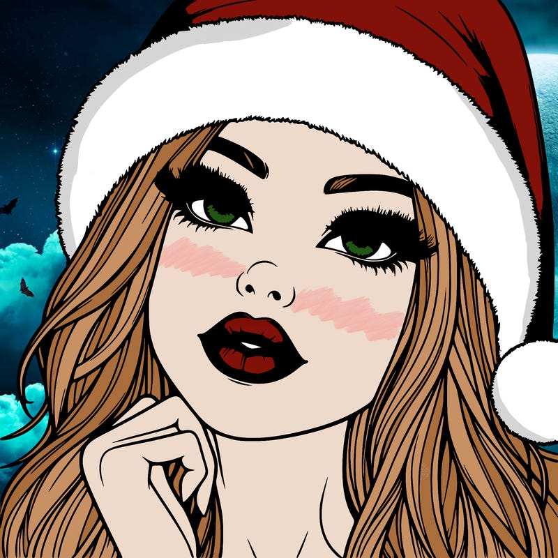 realistic christmas girl with lips