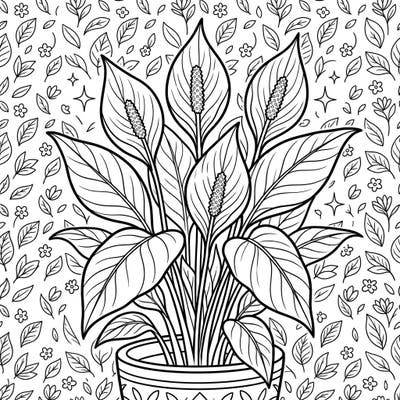 Dive into the serene world of nature with this delightful Peace Lily coloring page, perfect for young artists. Its bold lines and charming details make it an engaging activity for kids aged 4-8.