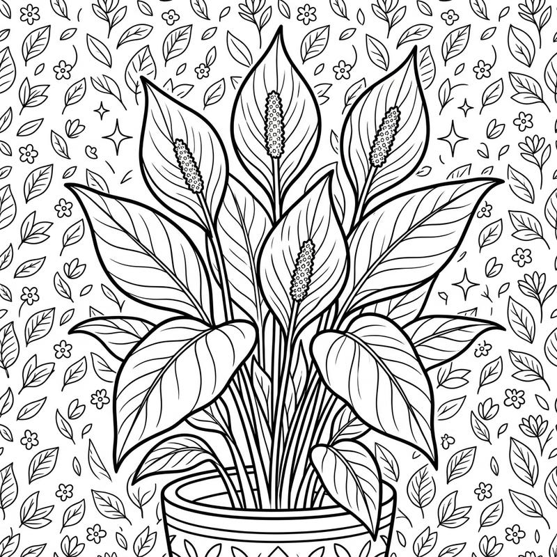 Dive into the serene world of nature with this delightful Peace Lily coloring page, perfect for young artists. Its bold lines and charming details make it an engaging activity for kids aged 4-8.