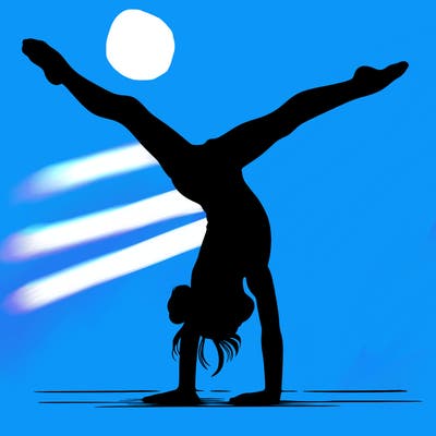 realistic gymnastic hand stand girl in four splits