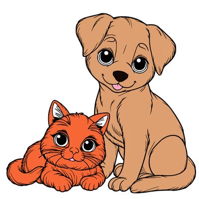 realistic cat and dog