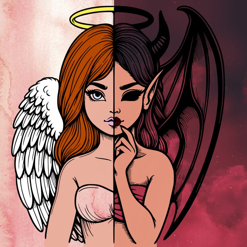 realistic angel half demon