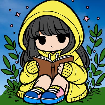 girl in oversized hoodie reading a book