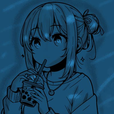manga character drinking boba