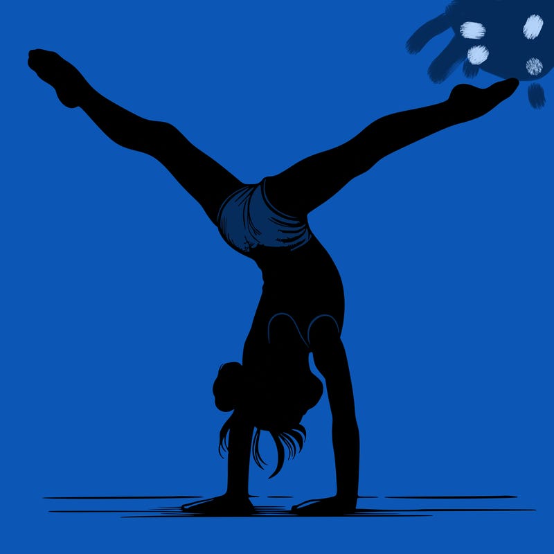 realistic gymnastic hand stand girl in four splits