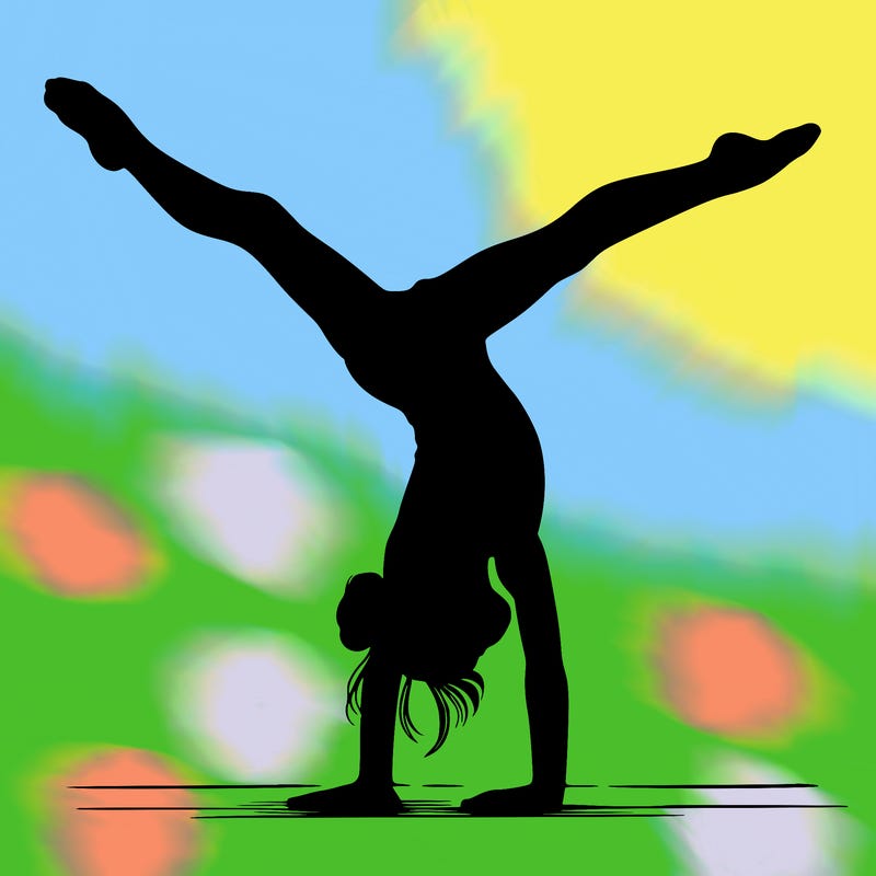 realistic gymnastic hand stand girl in four splits