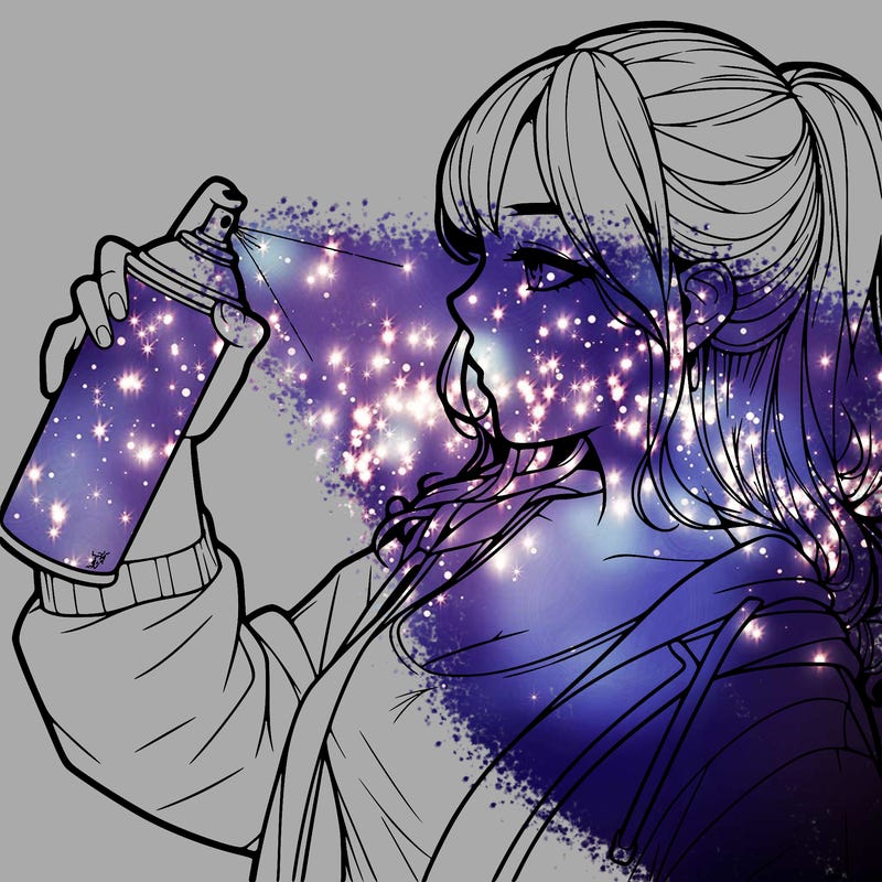 a realistic girl spray, painting