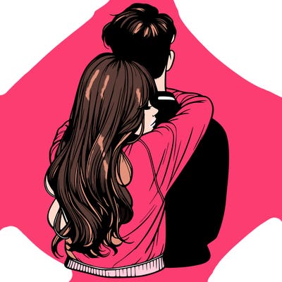 realistic girl hugging boyfriend from back