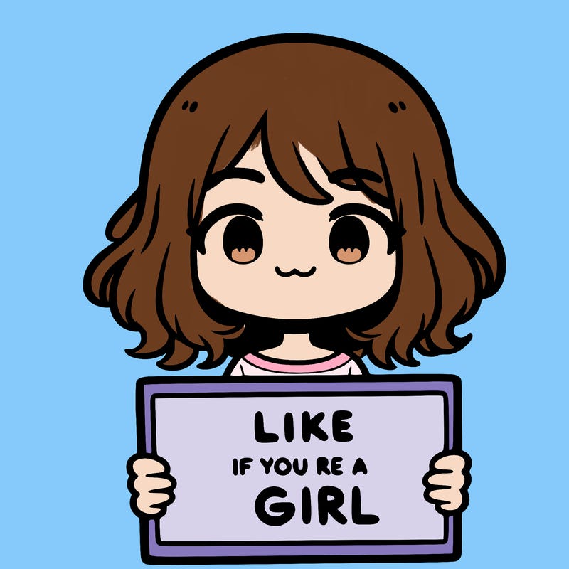 a cute girl holding a sign that says like if you’re a girl
