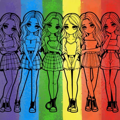 a group of girls realistic