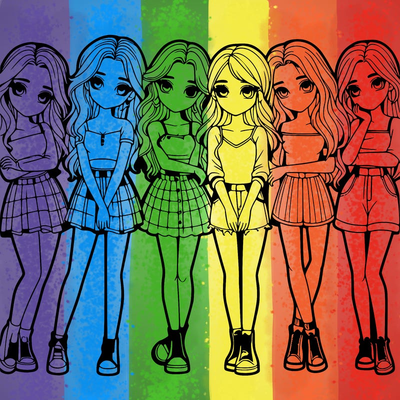 a group of girls realistic