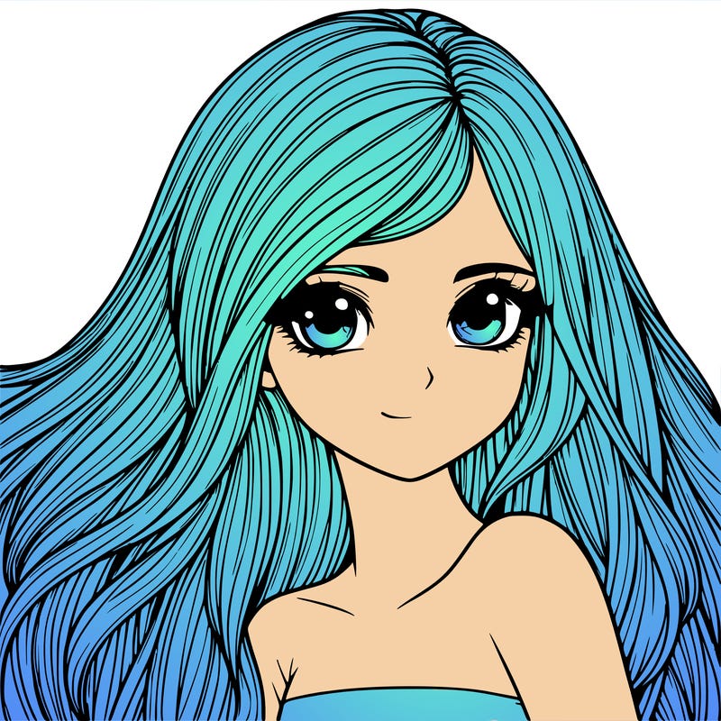 realistic girl pretty long hair