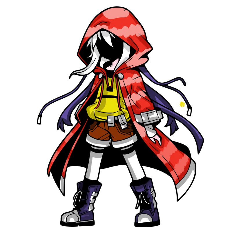 anime girl with hoodie,shorts and boots