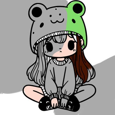 a girl wearing a frog hat and some frog socks