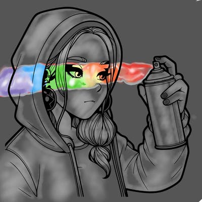 a realistic girl, spray painting