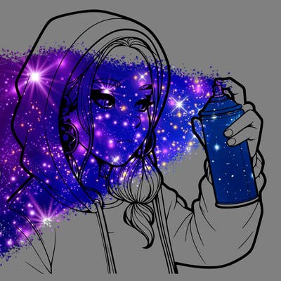 a realistic girl, spray painting