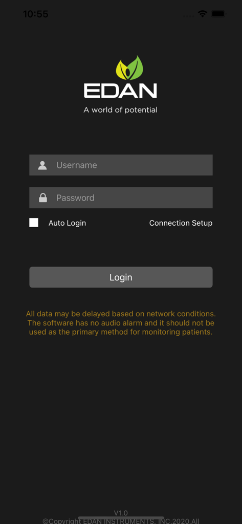 EDAN CMS - Pagina di accesso dell'app EDAN CMS per professionisti sanitari