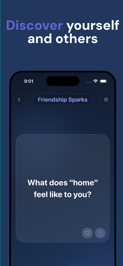 TalkFlow: Play Together - Captura de tela do aplicativo TalkFlow mostrando uma pergunta de desbravador de gelo Friendship Sparks perguntando O que casa significa para você