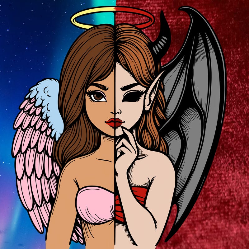 realistic angel half demon