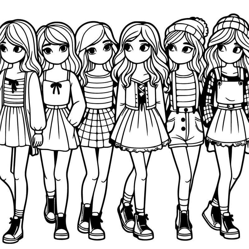 a group of girls standing in a line