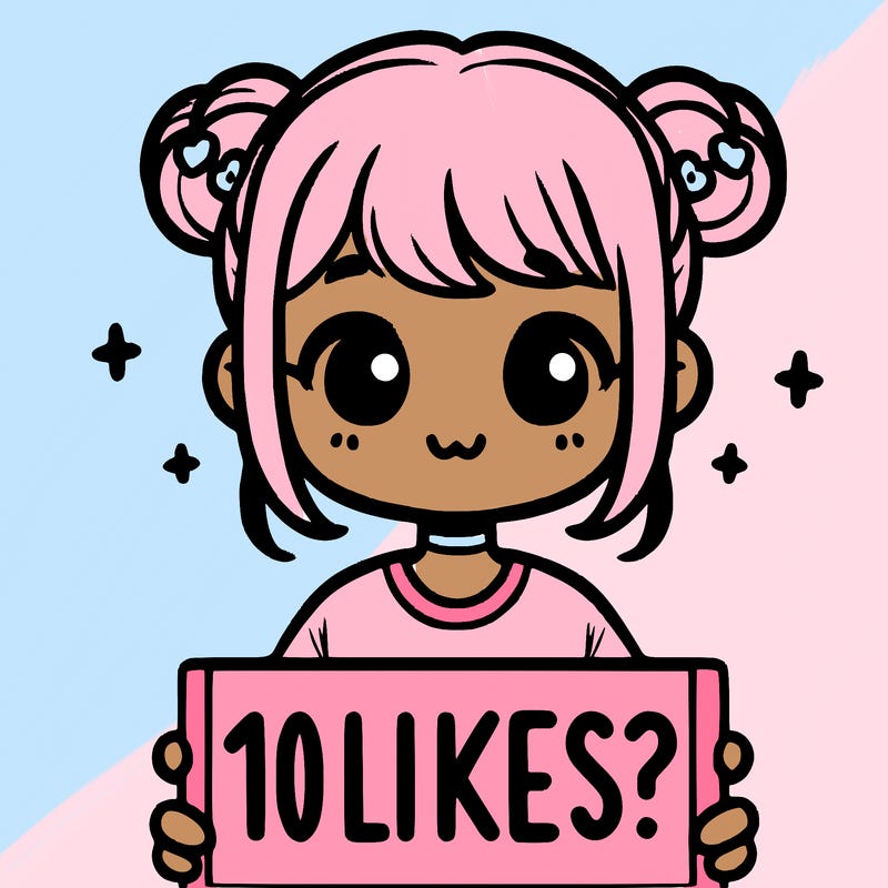 cute girl that is holding a sign that says 10 likes?