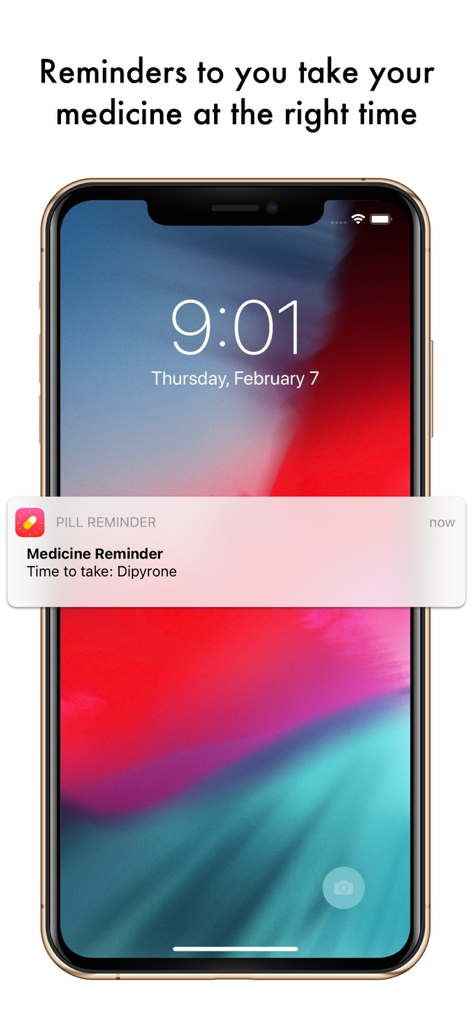 A medication reminder notification on an iPhone lock screen