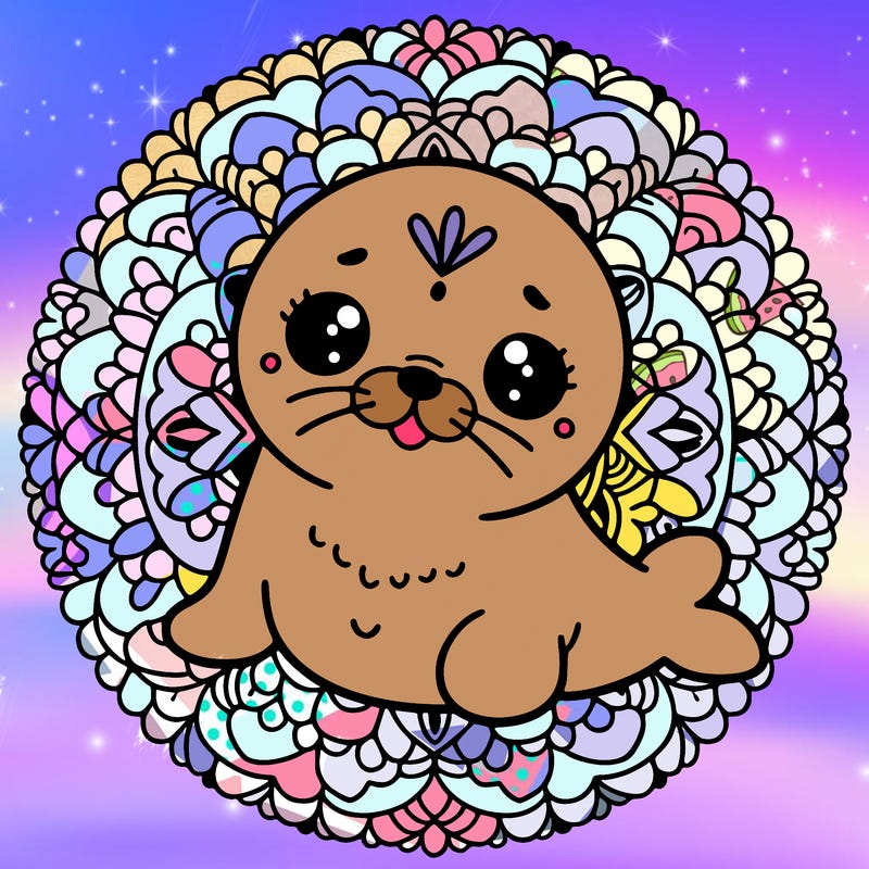 a cute baby seal mandala