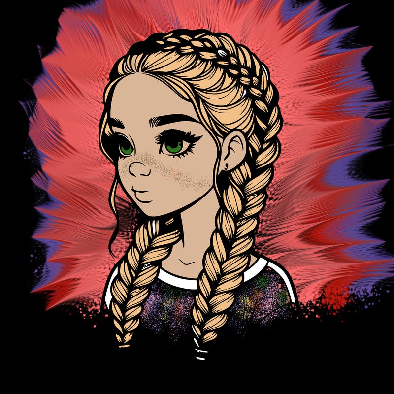 realistic girl with braids