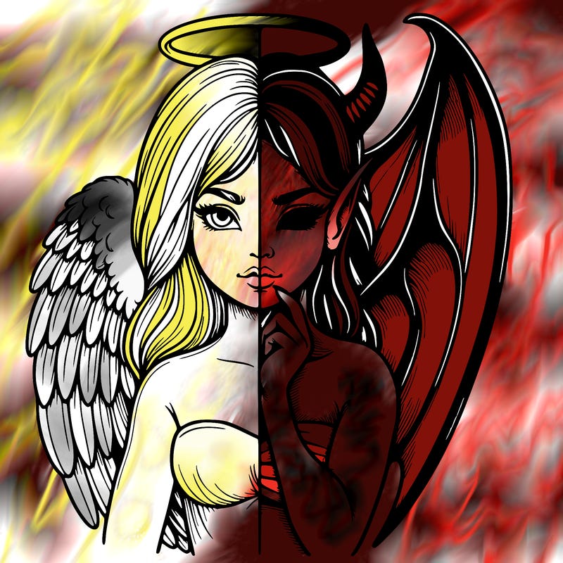 realistic angel half demon