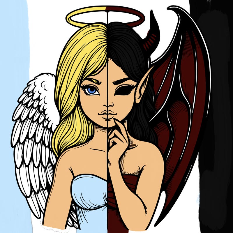 realistic angel half demon