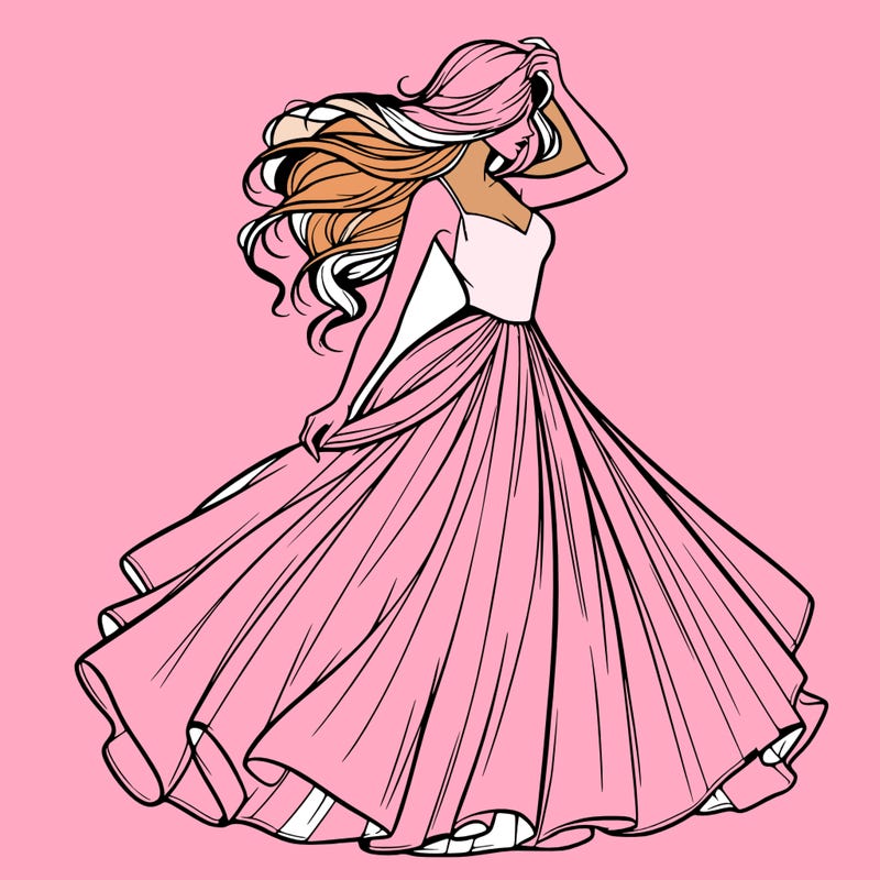 realistic woman with dress flowing in the wind