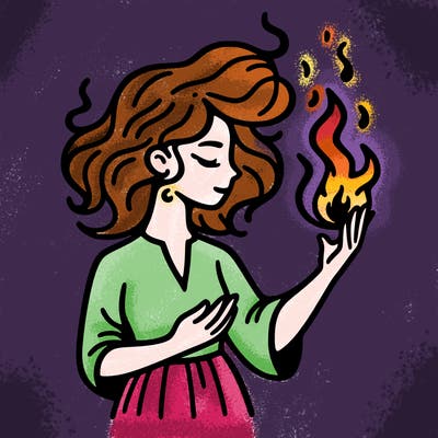 woman with fire