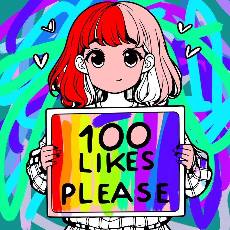 a girl holding a sign saying 100 likes please