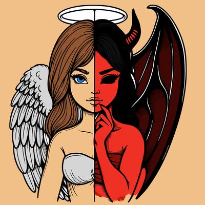 realistic angel half demon