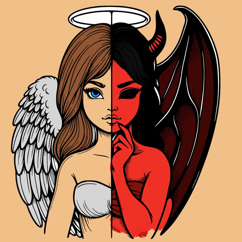 realistic angel half demon