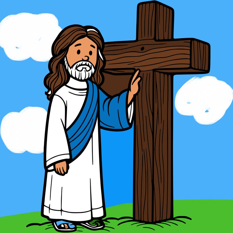 jesus standing beside the cross