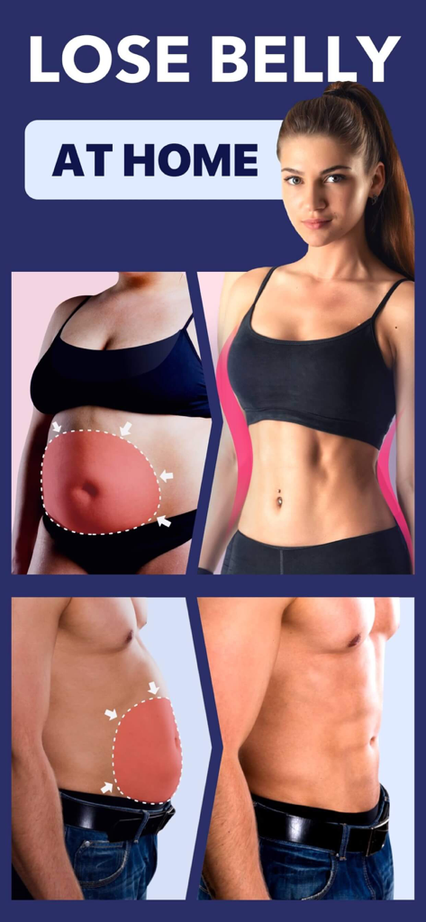 Before and after belly fat transformation for men and women.