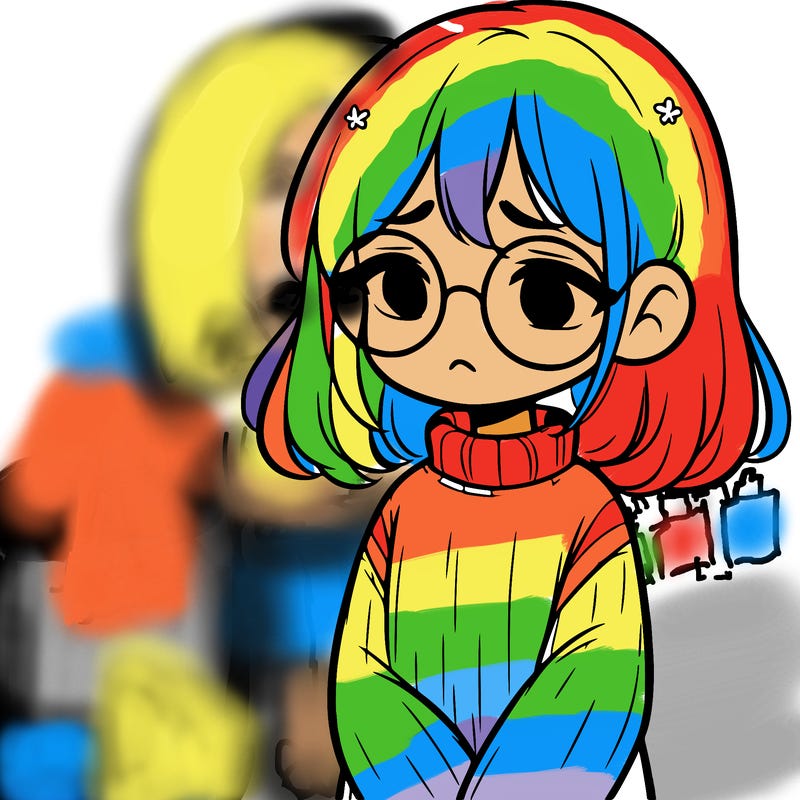 sad girl with glasses in a sweater
