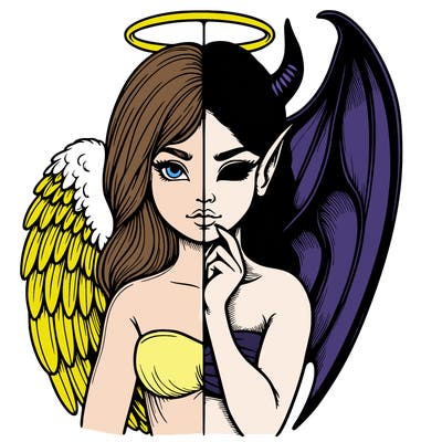 realistic angel half demon