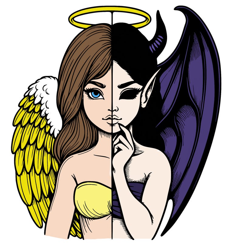 realistic angel half demon