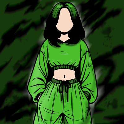 realistic girl faceless with baggy pants and a crop top