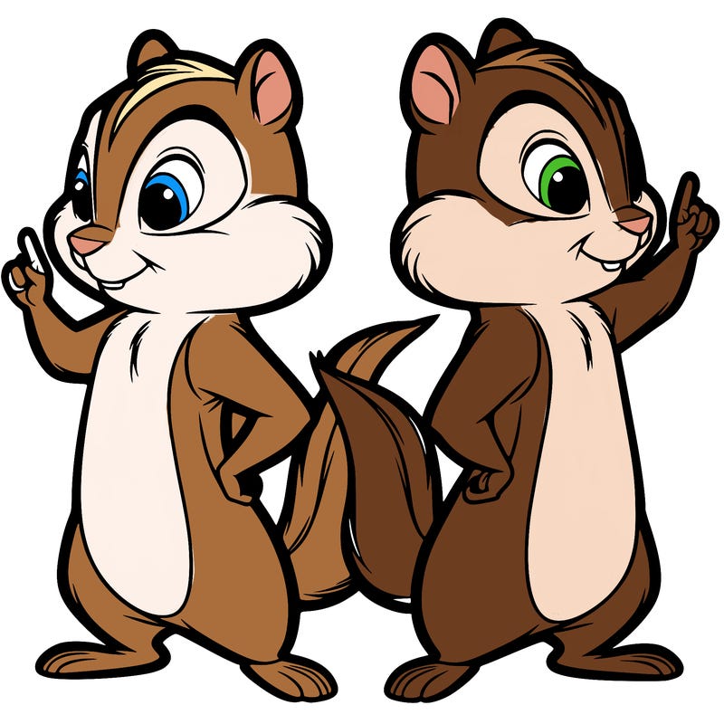 two tamias standing up split realistic