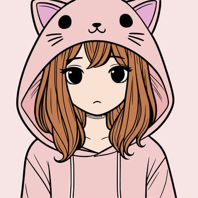 girl with cat hoodie