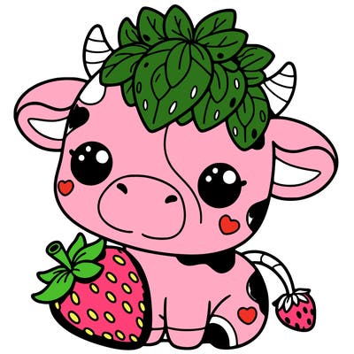 cute strawberry cow
