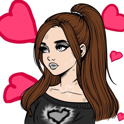 realistic girl with a high ponytail