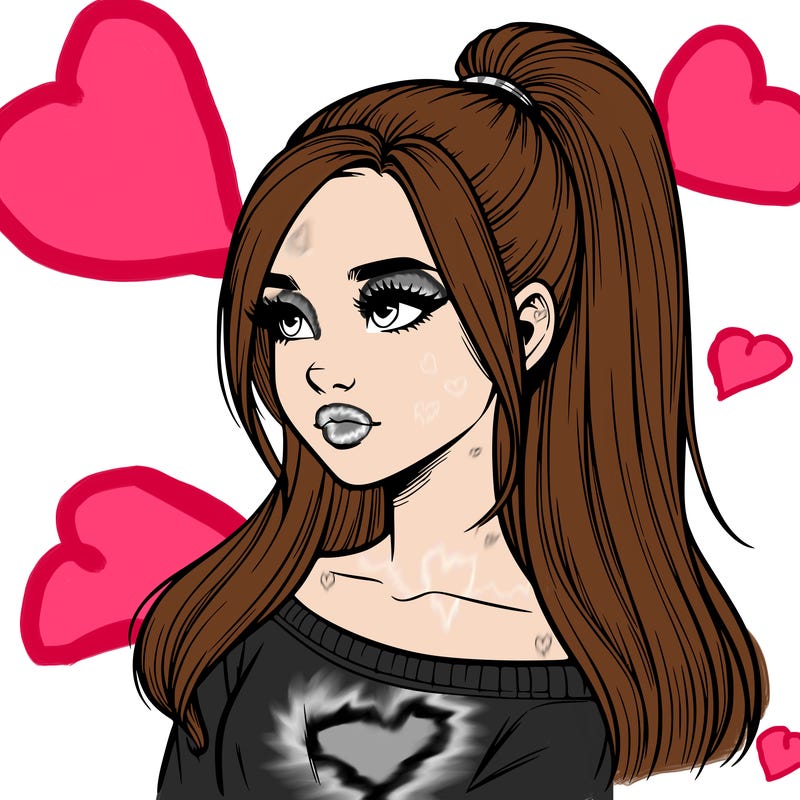 realistic girl with a high ponytail